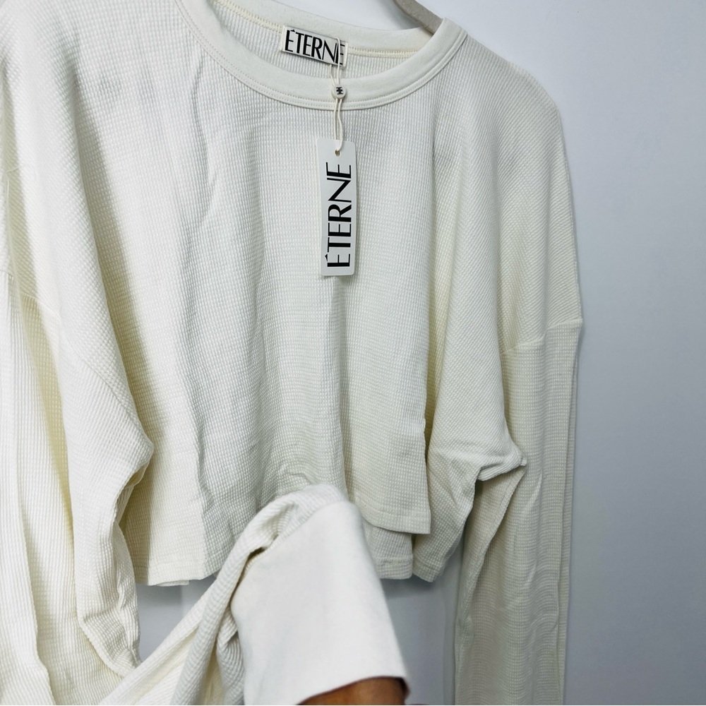 Éterne Ivory Long sleeved Thermal Cropped Top Size Large NWT - Picture 5 of 11